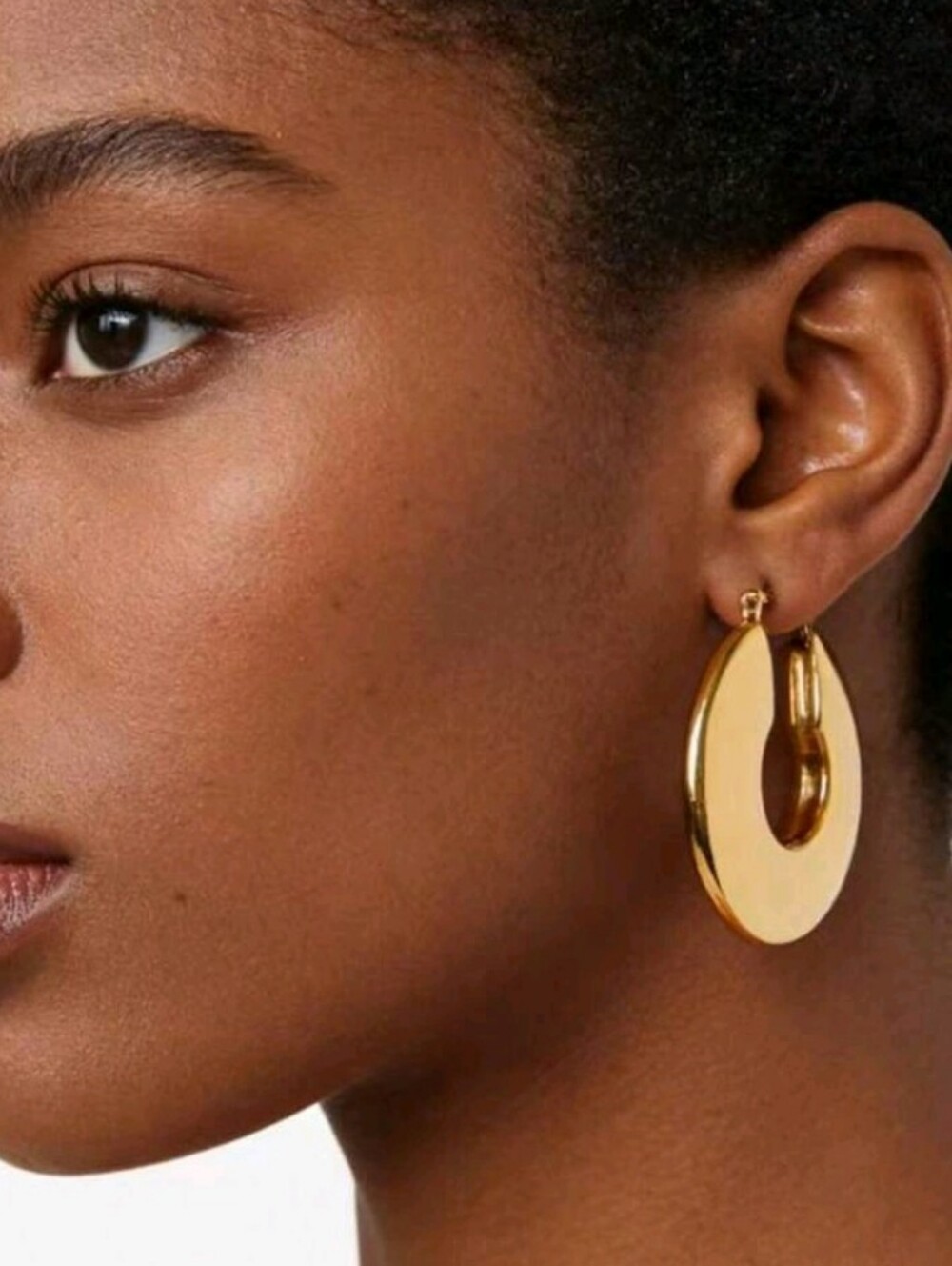 NEW! 18K Gold Plated Classic  Round Disc Hoop Earrings -  Women Jewelry